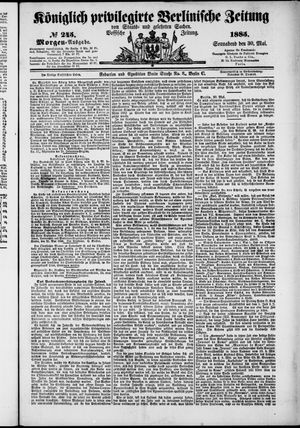 Königlich privilegirte Berlinische Zeitung von Staats- und gelehrten Sachen vom 30.05.1885