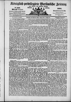 Königlich privilegirte Berlinische Zeitung von Staats- und gelehrten Sachen vom 30.05.1885