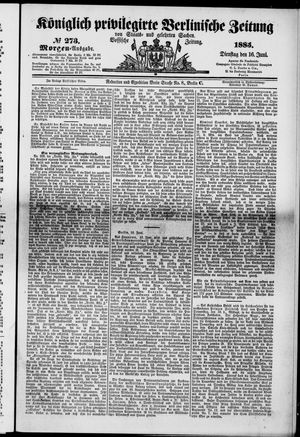 Königlich privilegirte Berlinische Zeitung von Staats- und gelehrten Sachen vom 16.06.1885