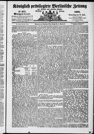 Königlich privilegirte Berlinische Zeitung von Staats- und gelehrten Sachen vom 18.06.1885