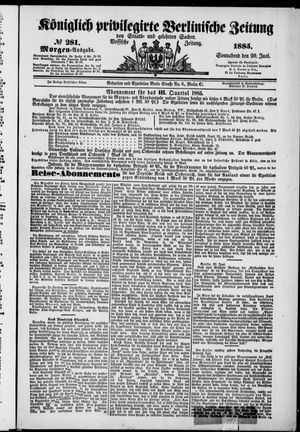 Königlich privilegirte Berlinische Zeitung von Staats- und gelehrten Sachen vom 20.06.1885