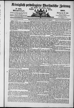 Königlich privilegirte Berlinische Zeitung von Staats- und gelehrten Sachen on Jul 27, 1885