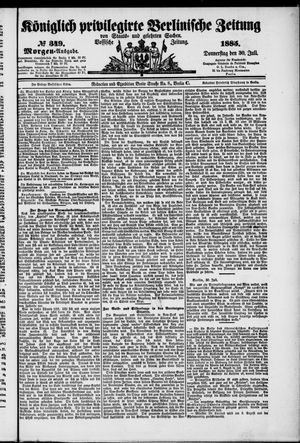 Königlich privilegirte Berlinische Zeitung von Staats- und gelehrten Sachen on Jul 30, 1885