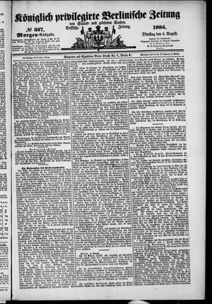 Königlich privilegirte Berlinische Zeitung von Staats- und gelehrten Sachen on Aug 4, 1885