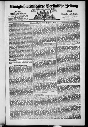 Königlich privilegirte Berlinische Zeitung von Staats- und gelehrten Sachen on Aug 6, 1885