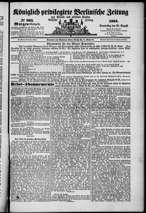 Königlich privilegirte Berlinische Zeitung von Staats- und gelehrten Sachen vom 20.08.1885