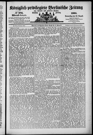 Königlich privilegirte Berlinische Zeitung von Staats- und gelehrten Sachen vom 20.08.1885
