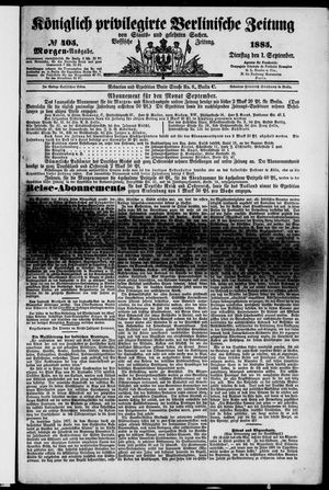 Königlich privilegirte Berlinische Zeitung von Staats- und gelehrten Sachen on Sep 1, 1885