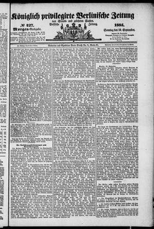 Königlich privilegirte Berlinische Zeitung von Staats- und gelehrten Sachen vom 13.09.1885