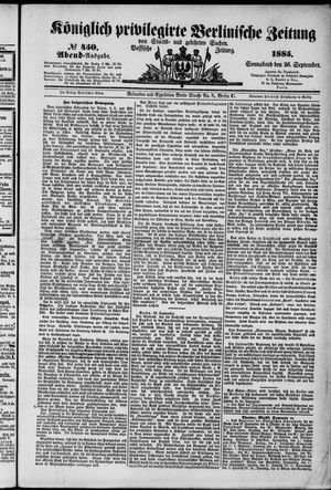 Königlich privilegirte Berlinische Zeitung von Staats- und gelehrten Sachen vom 26.09.1885