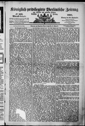 Königlich privilegirte Berlinische Zeitung von Staats- und gelehrten Sachen vom 28.09.1885