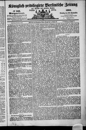 Königlich privilegirte Berlinische Zeitung von Staats- und gelehrten Sachen vom 29.09.1885