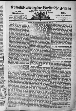 Königlich privilegirte Berlinische Zeitung von Staats- und gelehrten Sachen vom 29.09.1885
