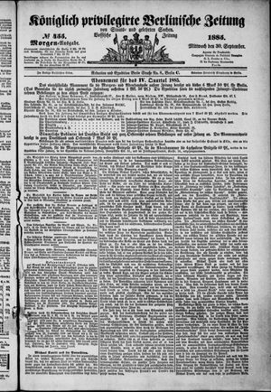 Königlich privilegirte Berlinische Zeitung von Staats- und gelehrten Sachen vom 30.09.1885