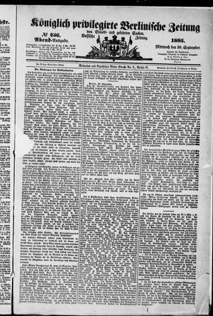 Königlich privilegirte Berlinische Zeitung von Staats- und gelehrten Sachen vom 30.09.1885