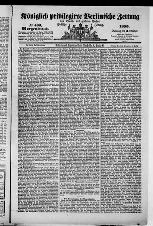 Königlich privilegirte Berlinische Zeitung von Staats- und gelehrten Sachen on Oct 4, 1885