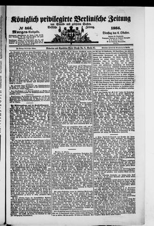 Königlich privilegirte Berlinische Zeitung von Staats- und gelehrten Sachen vom 06.10.1885