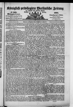 Königlich privilegirte Berlinische Zeitung von Staats- und gelehrten Sachen vom 08.10.1885