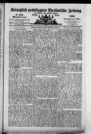 Königlich privilegirte Berlinische Zeitung von Staats- und gelehrten Sachen vom 08.10.1885
