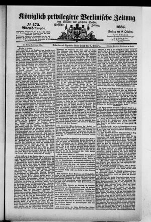 Königlich privilegirte Berlinische Zeitung von Staats- und gelehrten Sachen on Oct 9, 1885