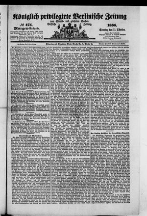 Königlich privilegirte Berlinische Zeitung von Staats- und gelehrten Sachen vom 11.10.1885