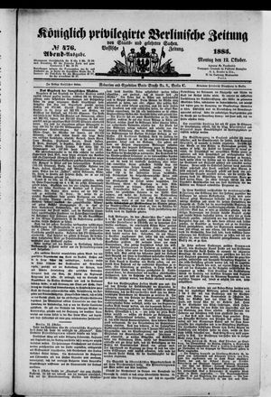 Königlich privilegirte Berlinische Zeitung von Staats- und gelehrten Sachen vom 12.10.1885