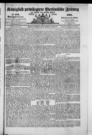 Königlich privilegirte Berlinische Zeitung von Staats- und gelehrten Sachen vom 14.10.1885
