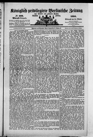 Königlich privilegirte Berlinische Zeitung von Staats- und gelehrten Sachen vom 14.10.1885