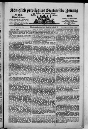 Königlich privilegirte Berlinische Zeitung von Staats- und gelehrten Sachen vom 20.10.1885