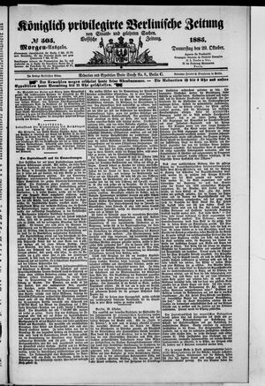 Königlich privilegirte Berlinische Zeitung von Staats- und gelehrten Sachen vom 29.10.1885