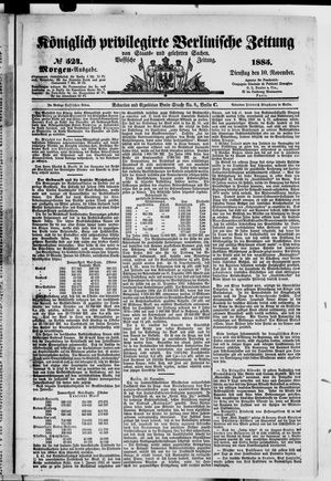 Königlich privilegirte Berlinische Zeitung von Staats- und gelehrten Sachen vom 10.11.1885