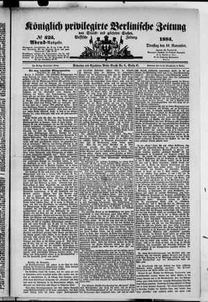 Königlich privilegirte Berlinische Zeitung von Staats- und gelehrten Sachen vom 10.11.1885