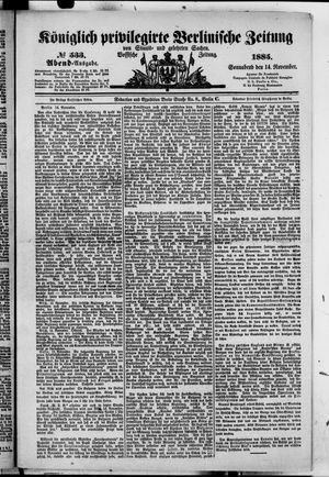 Königlich privilegirte Berlinische Zeitung von Staats- und gelehrten Sachen vom 14.11.1885