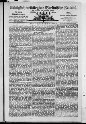 Königlich privilegirte Berlinische Zeitung von Staats- und gelehrten Sachen vom 18.11.1885