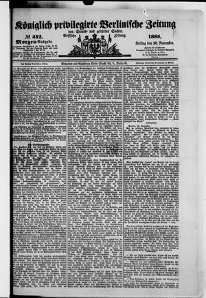 Königlich privilegirte Berlinische Zeitung von Staats- und gelehrten Sachen vom 20.11.1885