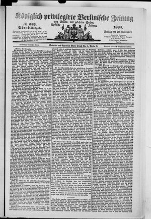 Königlich privilegirte Berlinische Zeitung von Staats- und gelehrten Sachen vom 20.11.1885