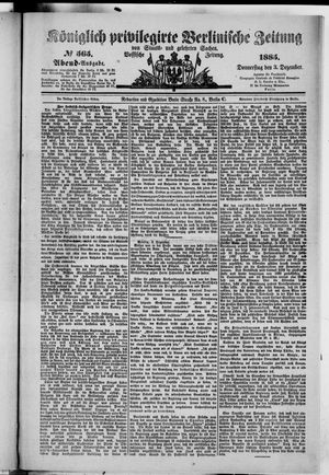 Königlich privilegirte Berlinische Zeitung von Staats- und gelehrten Sachen vom 03.12.1885