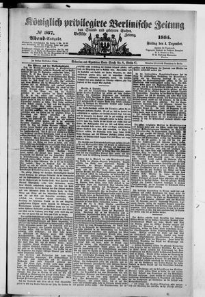 Königlich privilegirte Berlinische Zeitung von Staats- und gelehrten Sachen vom 04.12.1885
