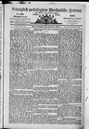 Königlich privilegirte Berlinische Zeitung von Staats- und gelehrten Sachen vom 05.12.1885