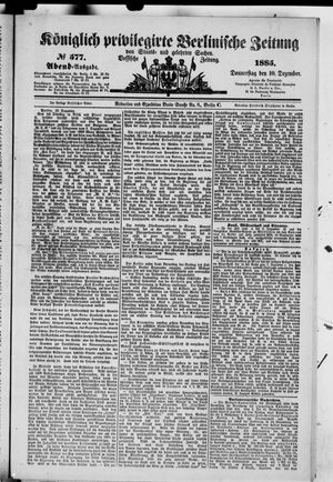 Königlich privilegirte Berlinische Zeitung von Staats- und gelehrten Sachen vom 10.12.1885