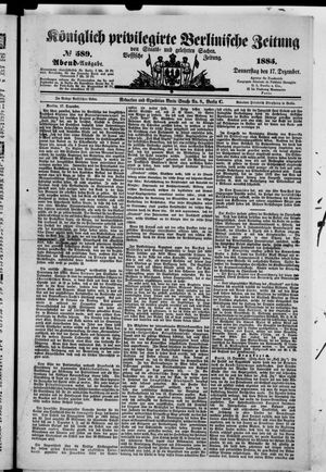 Königlich privilegirte Berlinische Zeitung von Staats- und gelehrten Sachen vom 17.12.1885