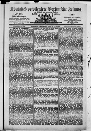 Königlich privilegirte Berlinische Zeitung von Staats- und gelehrten Sachen vom 18.12.1885