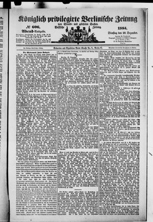 Königlich privilegirte Berlinische Zeitung von Staats- und gelehrten Sachen vom 29.12.1885
