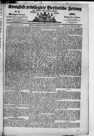 Königlich privilegirte Berlinische Zeitung von Staats- und gelehrten Sachen vom 03.01.1886