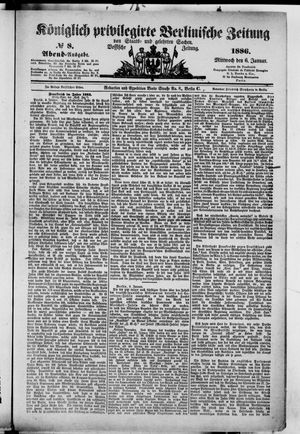 Königlich privilegirte Berlinische Zeitung von Staats- und gelehrten Sachen vom 06.01.1886