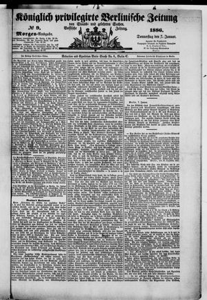 Königlich privilegirte Berlinische Zeitung von Staats- und gelehrten Sachen vom 07.01.1886