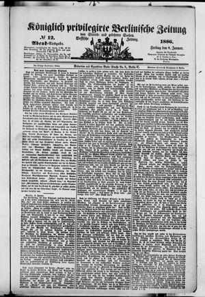 Königlich privilegirte Berlinische Zeitung von Staats- und gelehrten Sachen vom 08.01.1886