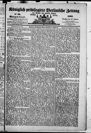 Königlich privilegirte Berlinische Zeitung von Staats- und gelehrten Sachen vom 19.01.1886