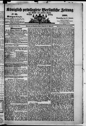 Königlich privilegirte Berlinische Zeitung von Staats- und gelehrten Sachen vom 21.01.1886