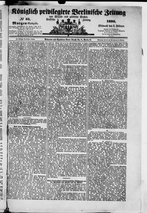 Königlich privilegirte Berlinische Zeitung von Staats- und gelehrten Sachen vom 03.02.1886